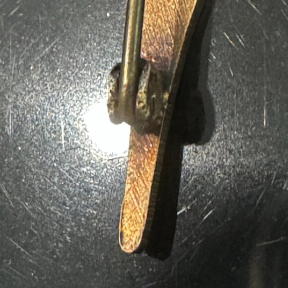 Antique Enamel Guilloche Brooch Pin Flower Blue Gold Plated C clasp - Picture 3 of 16